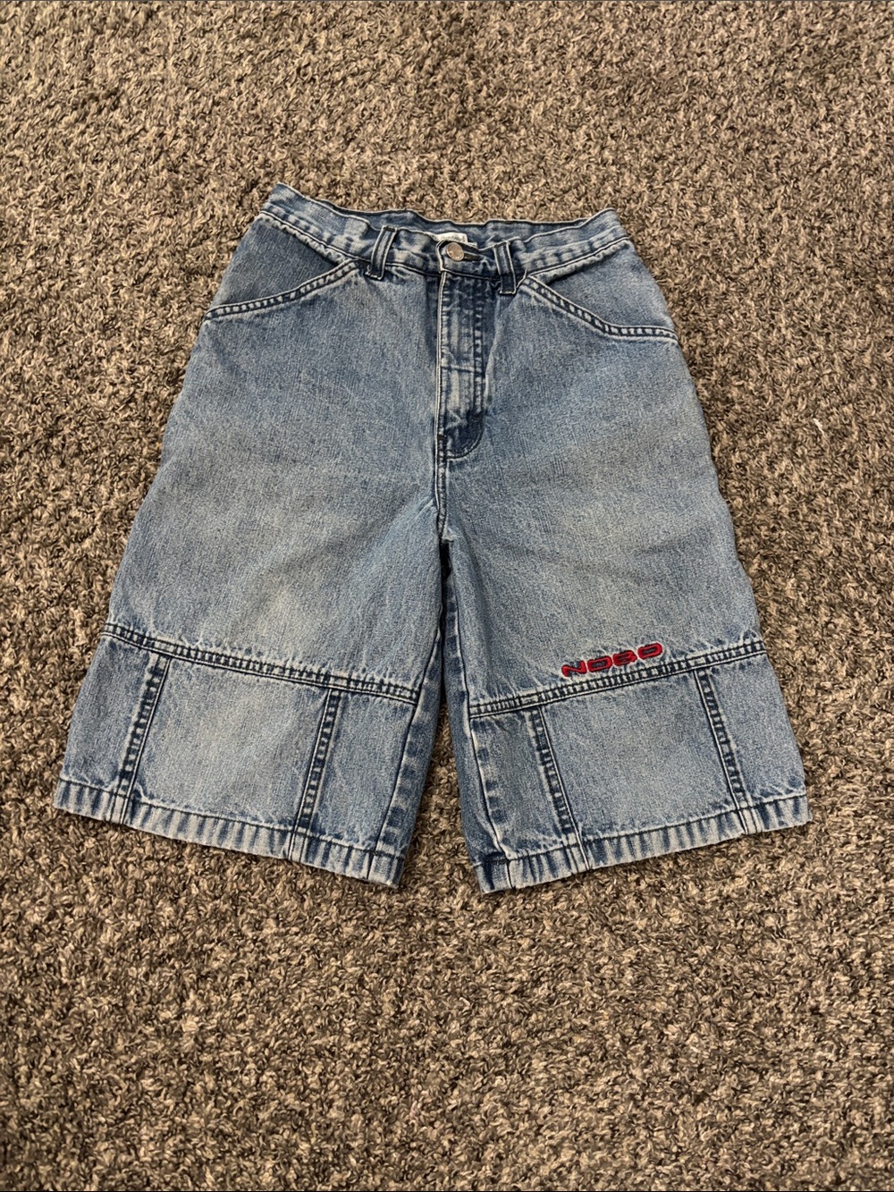 Vintage No Boundaries Jorts Boys 14 wide leg big pockets embroidered NOBO Y2K